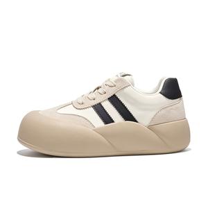 JOSINY Необычно-Милый Дизайн Большая Голова Пухлые Туфли Модные Универсальные Ретро Спортивные Повседневные Кроссовки, Бежево-Черный (Высота каблука 5 см)