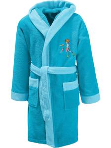 Erwin Müller Детский банный халат из махровой ткани с капюшоном, бирюзового цвета