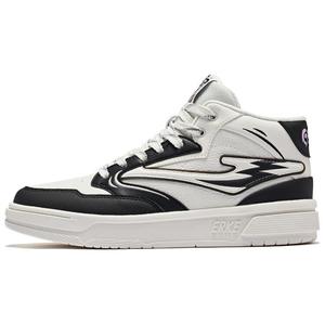 Кеды, скейтборд обувь женская высокая микрокристаллическая белый/орто-черный Erke