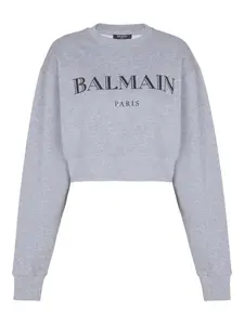 Толстовка с логотипом BALMAIN, серый