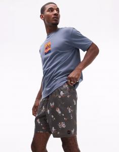 RVCA barnes шорты для плавания с эластичной талией черного цвета с цветочным принтом