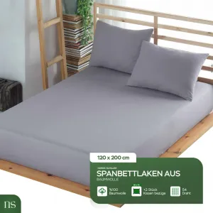 Простыня на резинке Ranforce Cotton, серая, 120 x 200 см Nordic Schiller