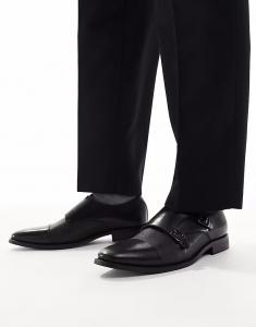 Туфли-монки Rocky с двойным ремешком из черной кожи Schuh