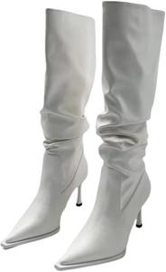 Женские модные высокие сапоги с заостренным носком, низким каблуком, универсальные для любых случаев Clolinde, Beige