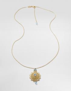 Колье из филиграни из желтого золота 18 карат с аквамаринами Dolce & Gabbana, золото