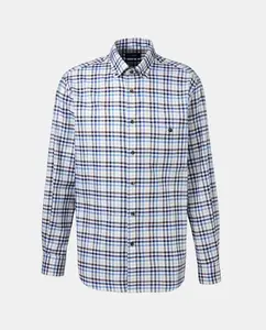 Рубашка из ткани милль веллела в клетку виши триколор классического узора Dustin, синий
