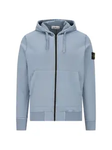 Хлопковая толстовка на молнии Stone Island, синий
