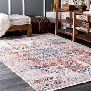 Ковер nuLOOM, 92 x 153 см, Harriet Vintage Medallion Fringe Area Rug, традиционный, цвет ivory/multicolor, для гостиной, спальни, столовой, прихожей, кухни