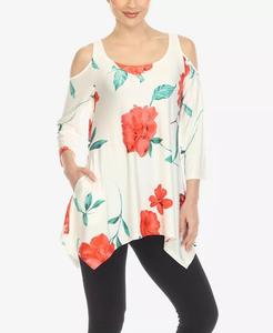 Женская туника с открытыми плечами и цветочным принтом White Mark, мультиколор