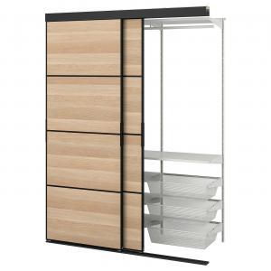 Шкаф-купе Ikea с двумя дверцами, 152x65x205 см, черный