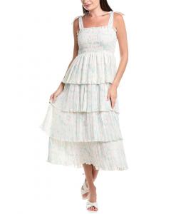 GANNI Платье миди из жоржета, белый