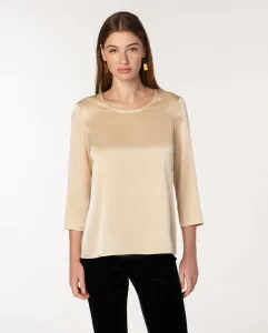 Женский блузон из сатина с круглым вырезом и рукавом три четверти Naulover, кремовый