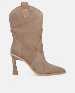 Женские ковбойские ботинки с тонким каблуком и заостренным носком, без застежки Alma en Pena, песочный