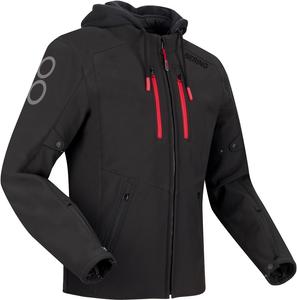 Водонепроницаемая мотоциклетная текстильная куртка Bering rotor softshell, Black/Neon Red