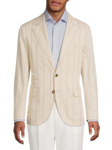 Полосатый современный блейзер Brunello Cucinelli, цвет Brown Ivory