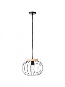 Подвесной светильник Sorana, 1 лампа, ⌀ 35,5 см, черный/дерево Brilliant