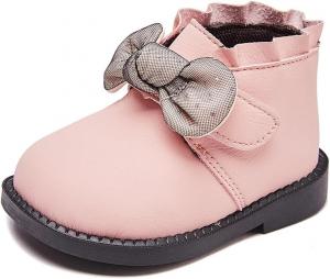 Детские ботинки LIZISHU для девочек, мягкие кожаные ботильоны с бантом, пинетки для малышей от 6 до 24 месяцев, первые ходунки, Pink