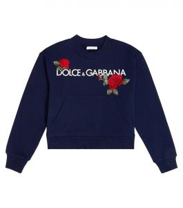 Толстовка из хлопкового джерси с логотипом Dolce&Gabbana, синий