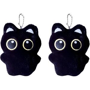 ROUERXIONG Угольно-черная короткошерстная пищащая кошка плюшевый кулон 10см высота