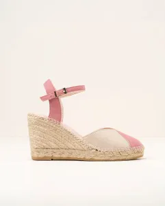 Женские эспадрильи на танкетке из двухцветной замши Macarena, цвет Maquillaje