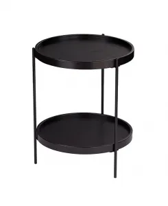 Круглый журнальный столик в фермерском стиле Kanabi Southern Enterprises, black