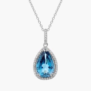 Элегантная подвеска-ореол из топаза London Blue Topaz из стерлингового серебра (14x9 мм) Blue Nile