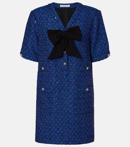 Мини-платье из твида с пайетками Alessandra Rich, Bluette-Multi