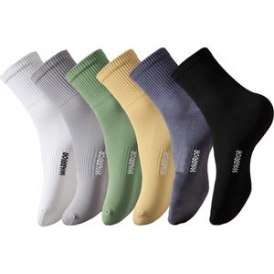 Носки Crew Unisex 6 Pack WARRIOR, белый+серый+желтый+зеленый+синий+черный[special offer 6 pack]