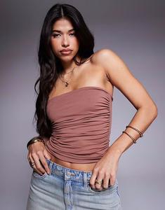 Бандо ASOS DESIGN с оборками и заостренным краем шоколадного цвета