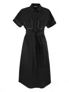 Платье с короткими рукавами и поясом Peserico, черный