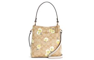 Городская холщовая сумка с кожаной отделкой, ведро, женская ручная, через плечо, кроссбоди светло-хаки монорамка COACH