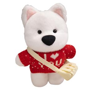 Плюшевая кукла щенка вест хайленд уайт терьера высотой 28см MLING, красный