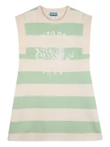 Полосатое повседневное платье с графическим принтом Kenzo Kids, нейтральный