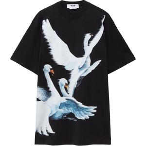 Футболка-платье с принтом лебедя MSGM, черный