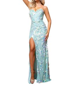 Облегающее платье для выпускного без бретелей в переливающемся мятном оттенке RACHEL ALLAN