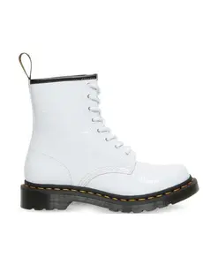 Ботильоны на шнуровке с тиснением под крокодила Dr. Martens, белый