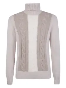 Свитер фактурной вязки с высоким воротником Gran Sasso, нейтральный