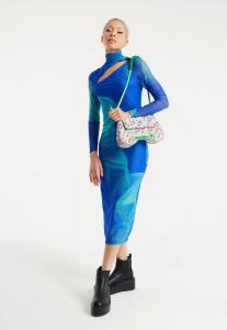 Сумка Saddle сине-розового цвета Flame со стеганым логотипом House of Holland, синий