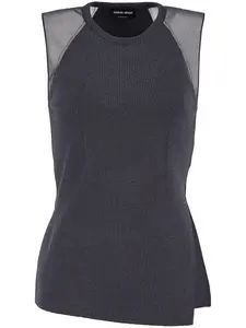 Полупрозрачный топ без рукавов GIORGIO ARMANI, черный