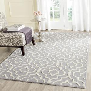 Ковер SAFAVIEH, 92 x 153 см, Cambridge Collection, Silver & Ivory, ручной работы из марокканской шерсти, идеально для помещений с высокой проходимостью: прихожая, гостиная, спальня (CAM141D)