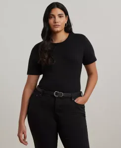 Футболка из хлопка с эластаном больших размеров Lauren Ralph Lauren, черный