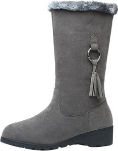 Женские зимние ботинки с флисом, теплые ботильоны до середины икры, повседневные утепленные ботинки на молнии, ортопедические, мягкая обувь на осень для женщин Generic, #E02-Grey