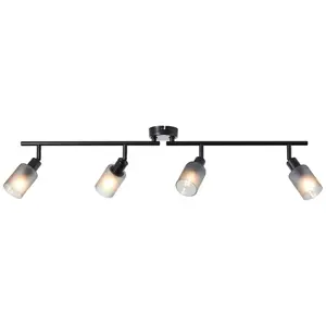 Блестящий потолочный светильник Loralie E14, ширина 86 см, E14, металл/стекло, черный/дымчатое стекло Brilliant, Schwarz/rauchglas