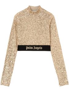 Palm Angels топ с длинными рукавами и пайетками, золотистый