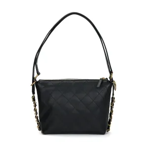 CHANEL Маленькая женская плечевая сумка хобо из телячьей кожи черная
