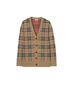 Кардиган из клетчатой хлопчатобумажной ткани Burberry, бежевый