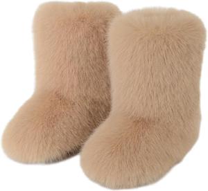 Женские зимние ботинки ZQW с термо-подкладкой из искусственного меха, толстая подошва, ботинки до середины голени для улицы, стиль Y2K, Apricot