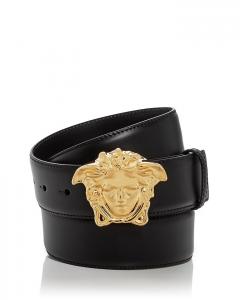 Мужской кожаный ремень с пряжкой «Медуза» Versace, черный