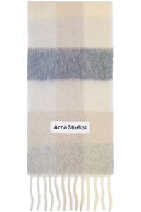 Acne Studios Шарф в клетку из мохера цвета слоновой кости