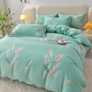 LUOLAI HOME Комплект постельного белья, 4 предмета, 150 см, пододеяльник 180x220 см, цвет Lover's Grass Green